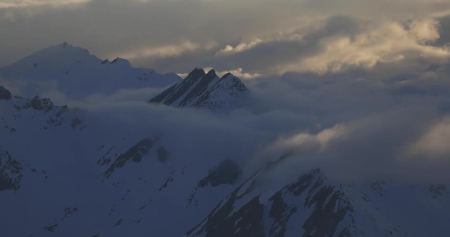 Landscape of snow capped mountains