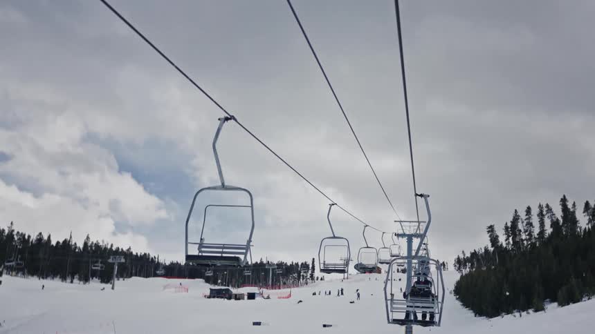 Cable car on a snowcovered mountain