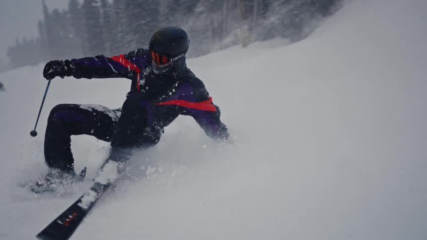 Person with equipment says falling down the mountain in the snow