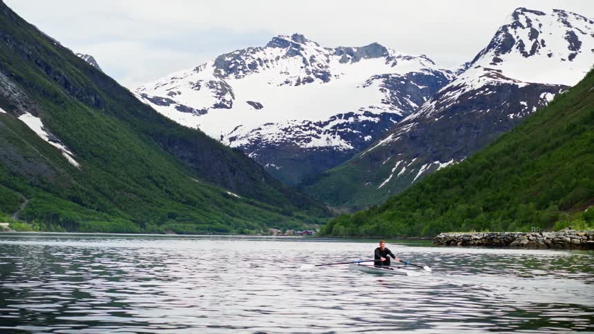 An Olympic athlete does his daily training regimen showing determination and endurance