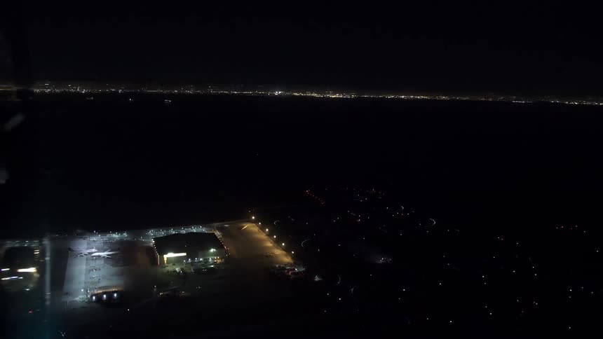 Aerial view of a city at night