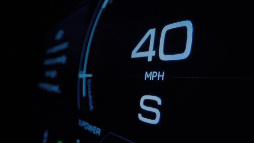 The speedometer slowly rises