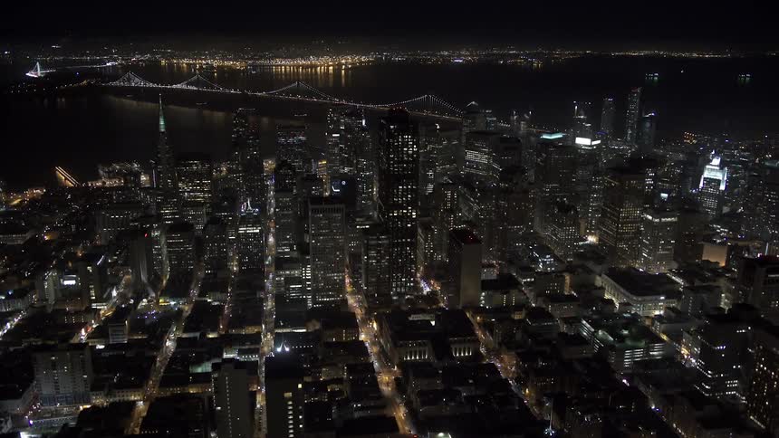 Aerial view of a city at night