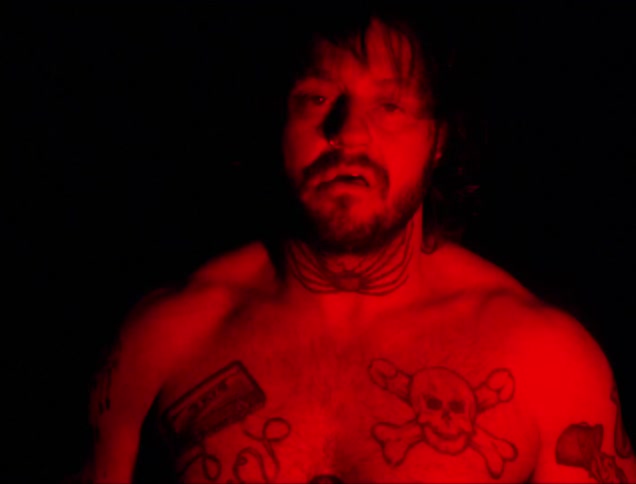 A man with tattoos morphs into different versions of himself