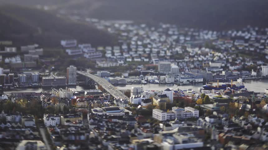 An aerial view of the city
