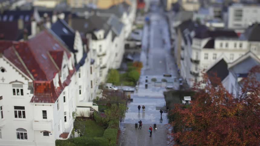 An aerial clip of a busy street