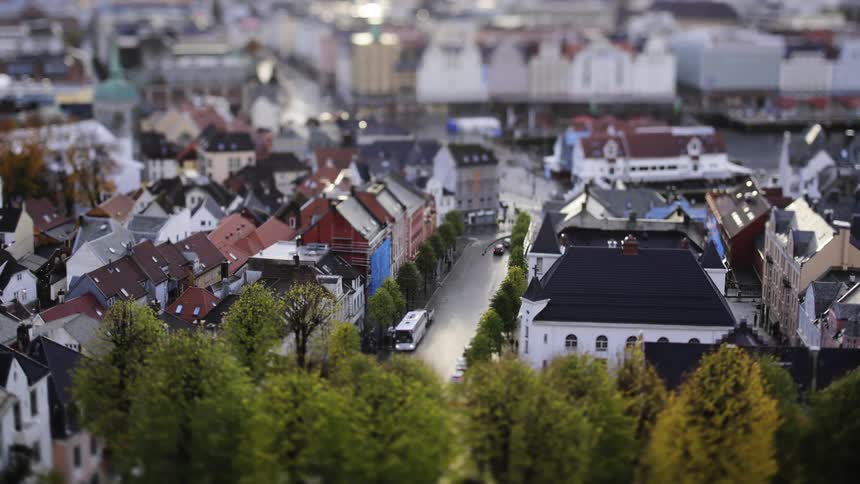 Aerial time lapse commuting through a suburban residential neighborhood