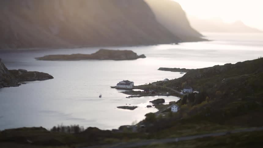 An aerial clip of a rural community close to the coastal line