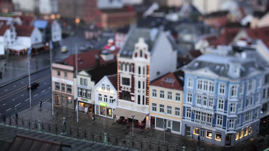 An aerial clip of a busy street in the city