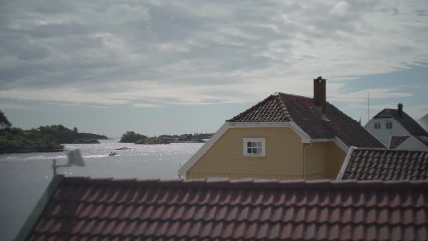 A house sits near a river