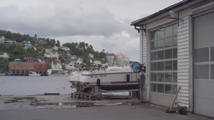 A shot of a boat docked in a marina