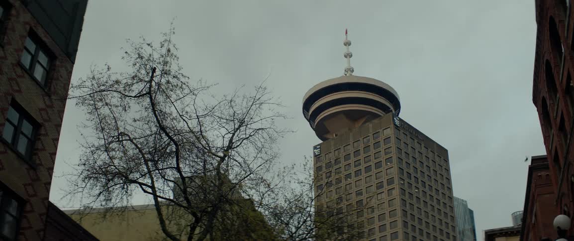 Vancouver's Harbour Centre in Gastown on a cloudy day