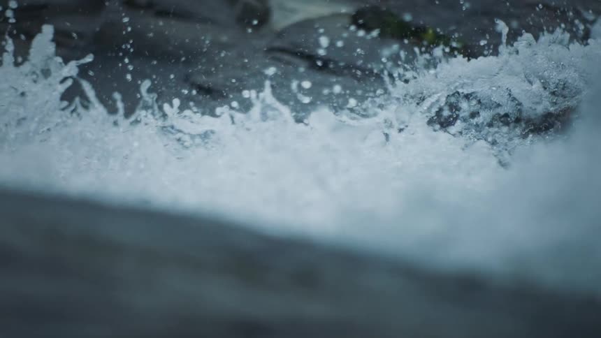 Water flows over rocks