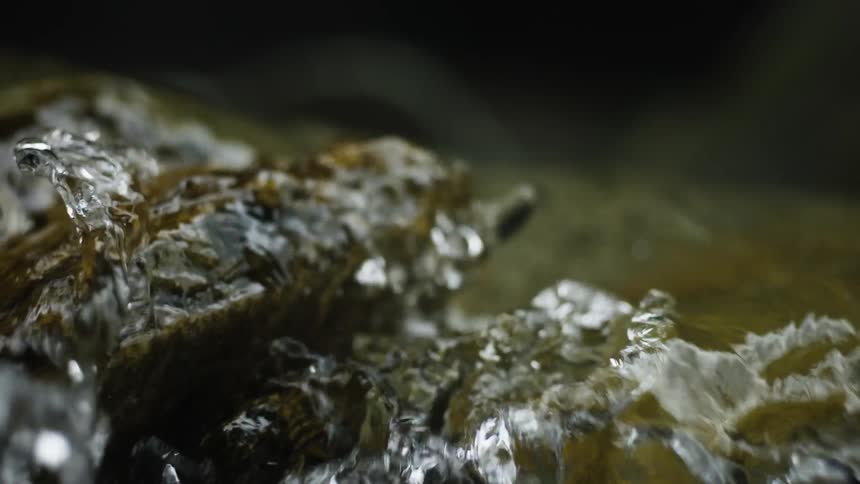 The stream is running over the rocks