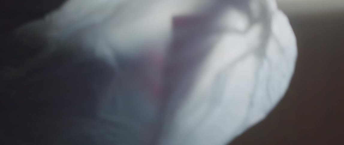 A man storing a small American flag in a plastic bag at home