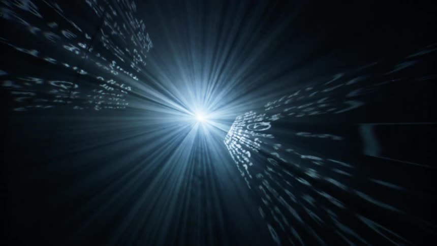 Light reveals text on the walls as the camera is moved