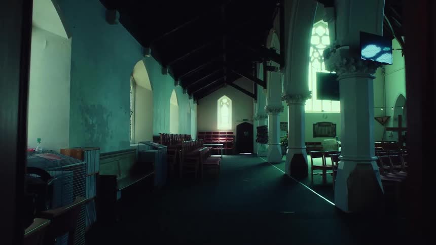 The side corridor of a church