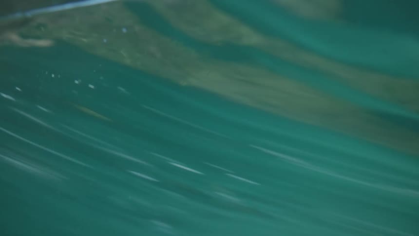 View from inside the sea with solar reflection and in slow motion