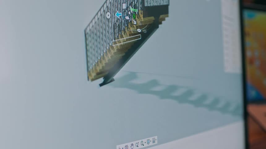 A design of a staircase is on the computer screen