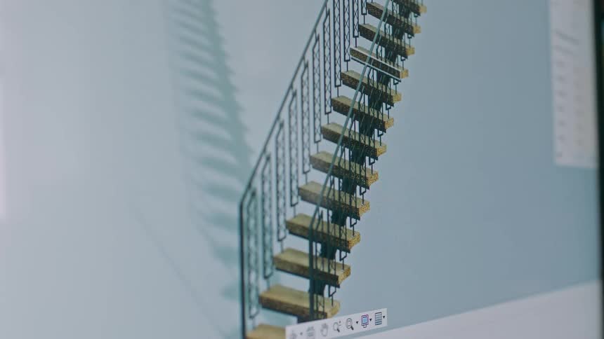 A computer monitor showing a software designed staircase