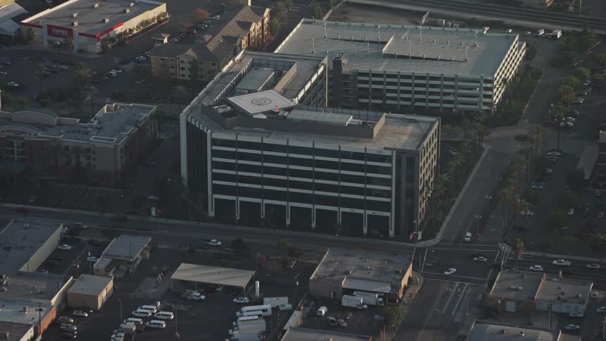 Aerial view of office buildings in the city