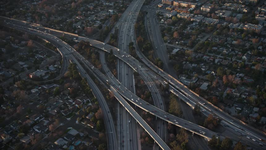 A ariel shot of a city the camera moves slowly forward