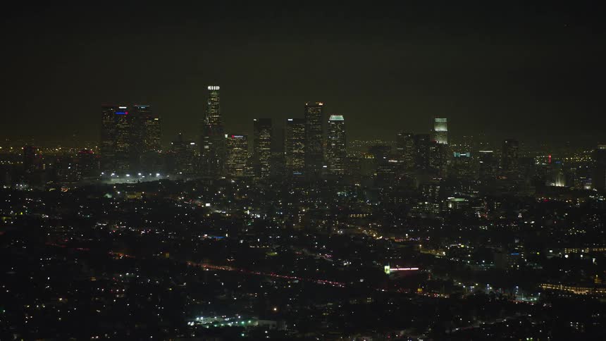 The city is brightly lit at night