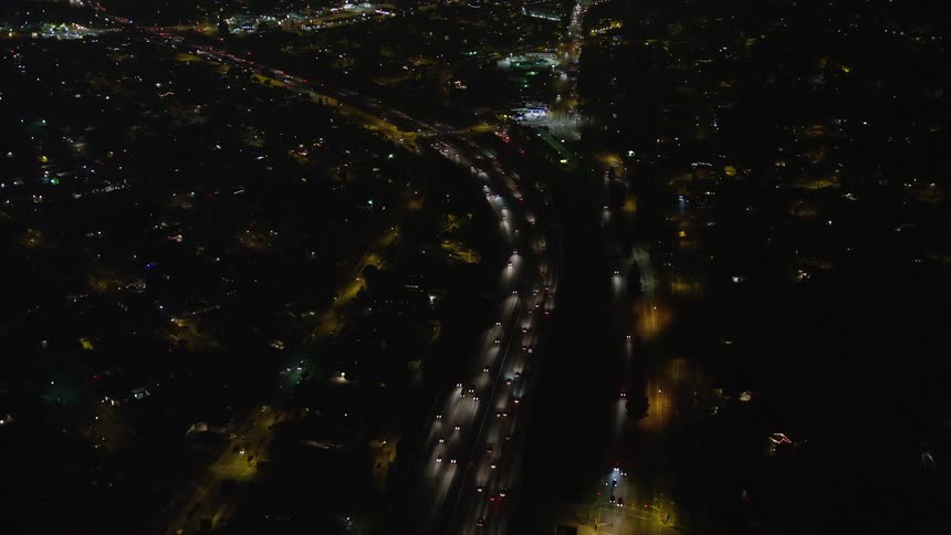 An aerial clip of an highway intersection