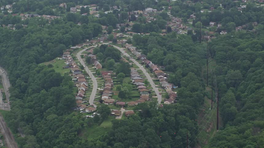 An aerial shot of a suburb