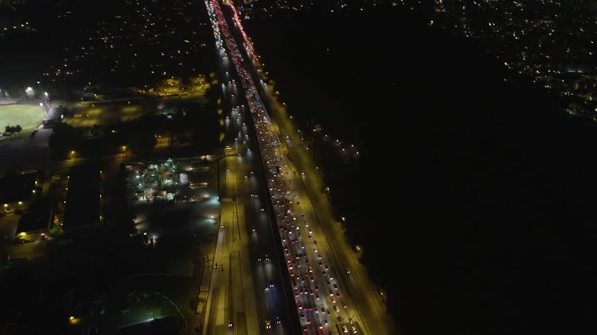 Heavy traffic runs through the city