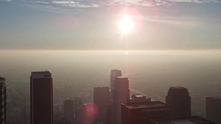 An aerial shot of downtown los angeles