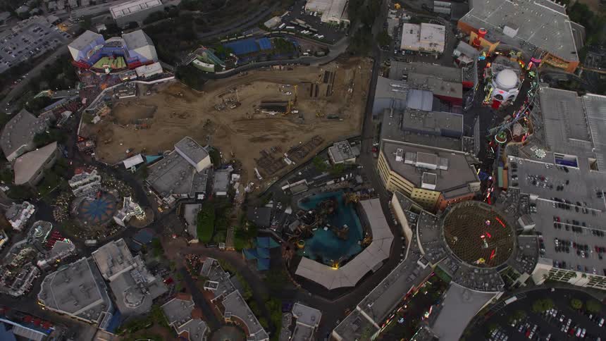 Aerial panorama of an amusement park