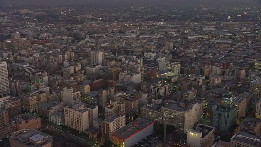 Aerial view of a sprawling city