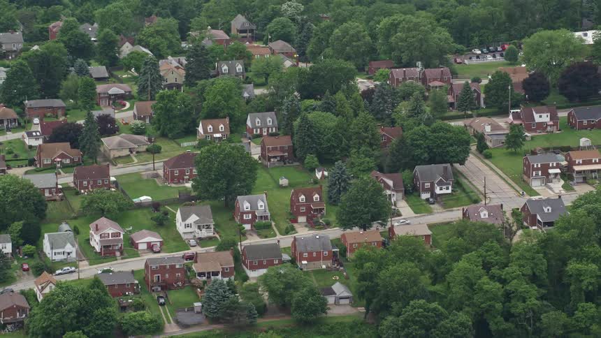 Aerial footage of a small town