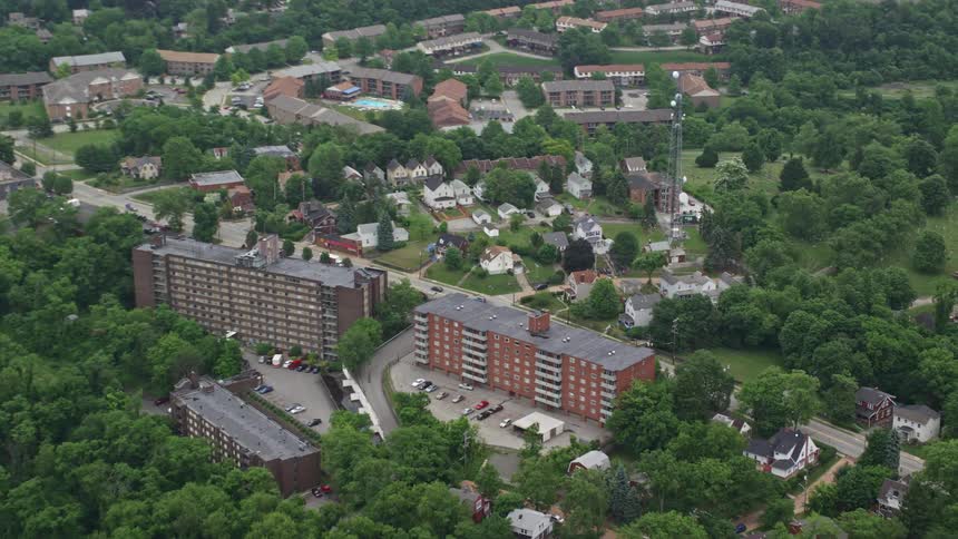 An apartment block in a suburban town