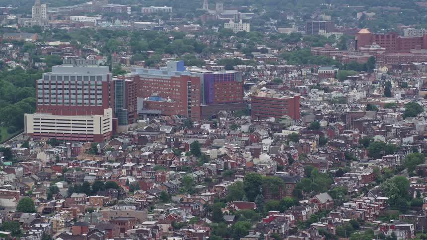 Panorama of a residential city with commercial buildings