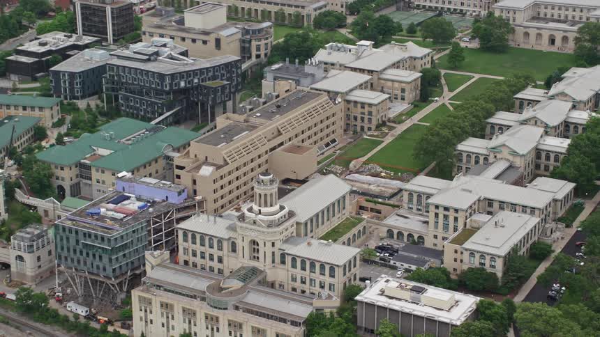 An aerial shot of carnegie mellon university