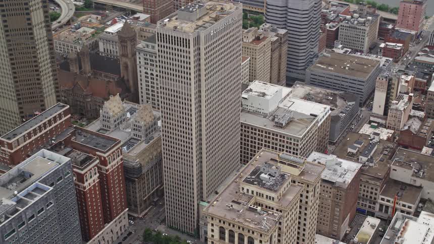 The city is full of tall buildings