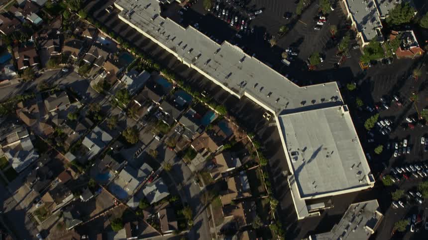 Aerial view of a residential suburban area