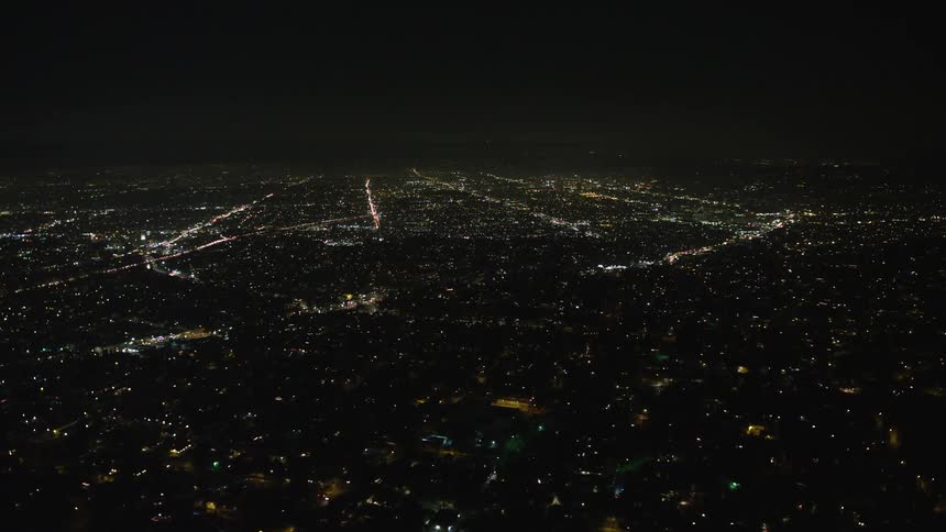 Nighttime aerial view of a city