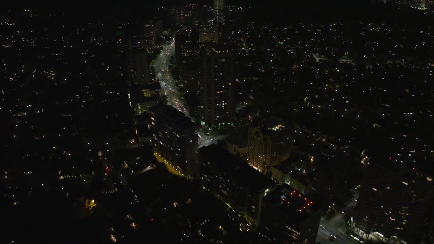 A night aerial view of a metropolis