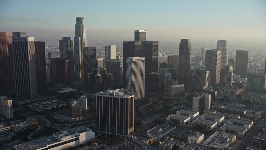 Aerial panorama of a metropolis with skyscrapers and modern buildings