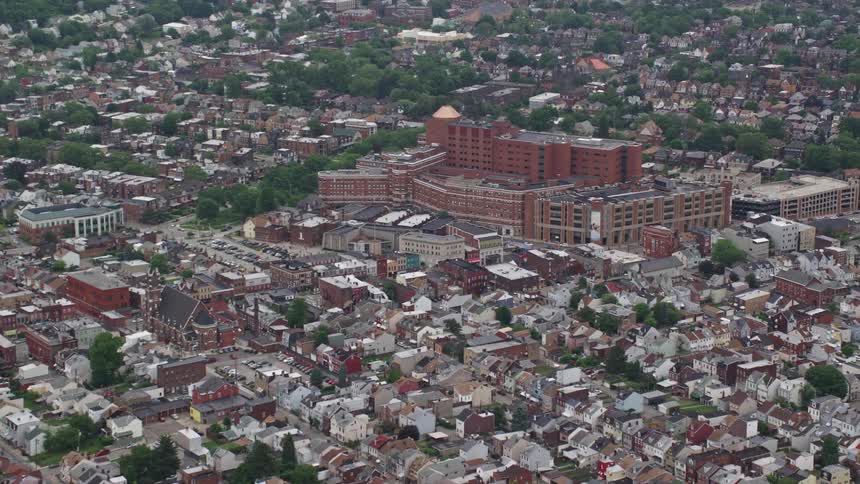 A building is in the middle of all the homes
