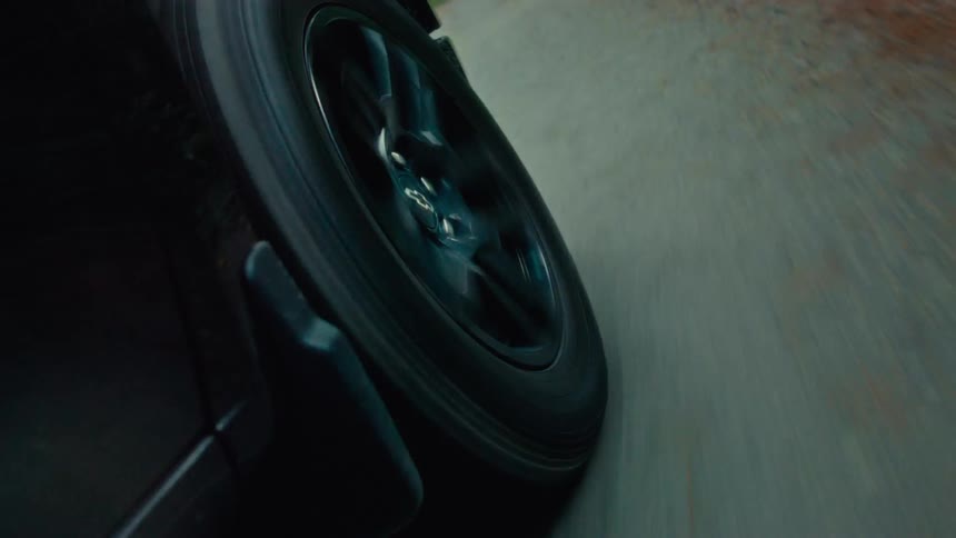 A vehicle is turning on the path