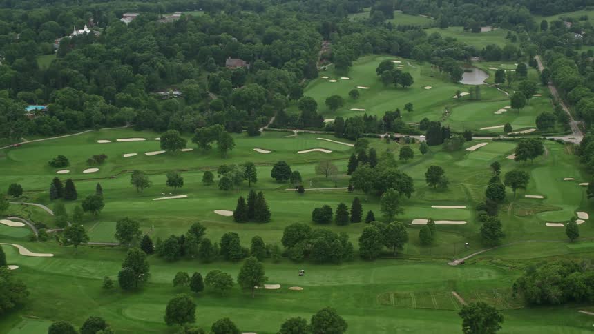 An aerial clip of a golf course
