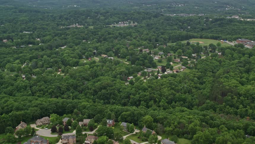 Small neighborhoods dot a rural area