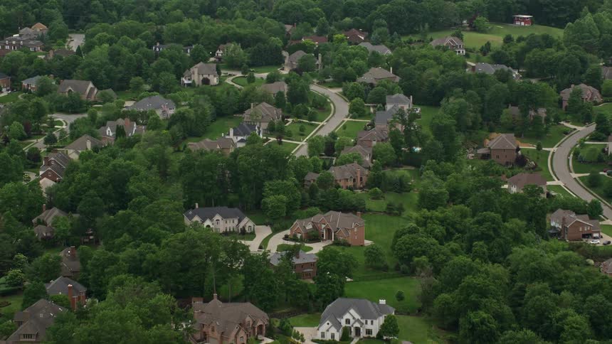 Expensive homes in a forested rural area
