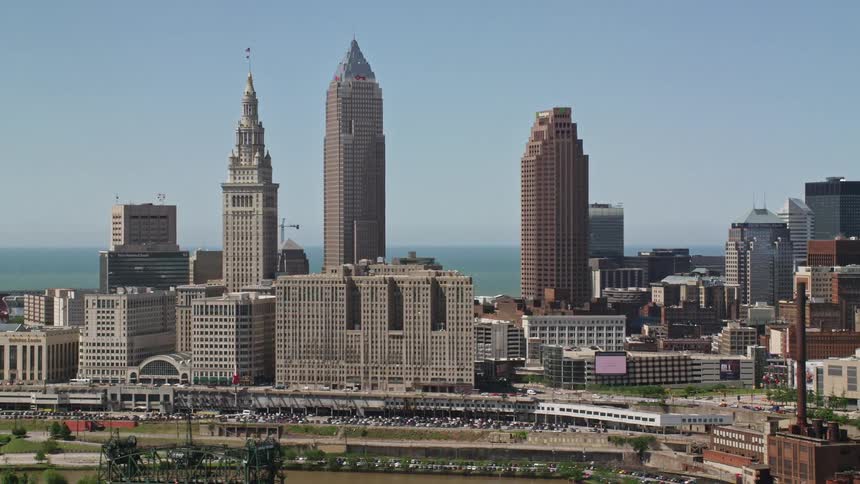 Skyscrapers dominate a city downtown area