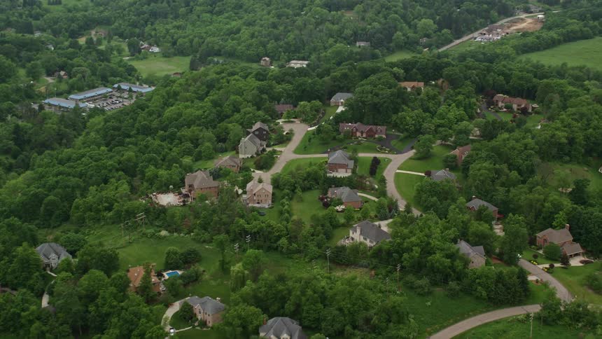 Wealthy homes in a rural neighborhood