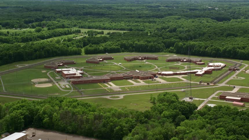 A prison compound in a rural area